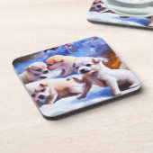 Dessous-de-verre amour chiot dans la neige mignonette chiots noël (Côté gauche)