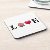 Dessous-de-verre Amour Coeur et Fleur Rose (Côté gauche)