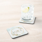 Dessous-de-verre Amour floral élégant de verdure dorée (Côté Droit)