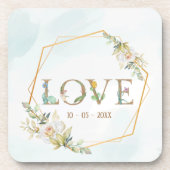 Dessous-de-verre Amour floral élégant de verdure dorée (Devant)