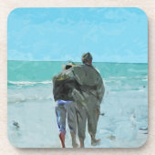 Dessous-de-verre Amoureux Anniversaire Promenade sur la plage Abstr (Devant)