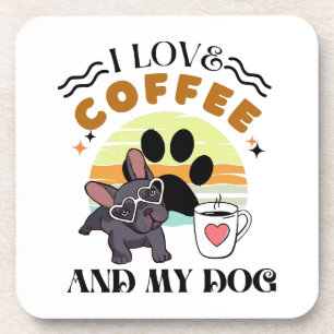 Dessous-de-verre Amoureux du café - J'aime le café et mon chien