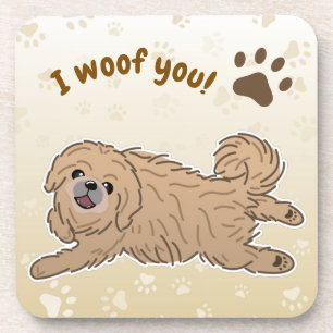 Dessous-de-verre Amoureux heureux de Pékinois Je vous woof Pattes