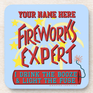 Dessous-de-verre Amusant 4 juillet Indépendance Fireworks Expert
