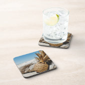 Dessous-de-verre Ananas en or sur la plage (Côté Droit)