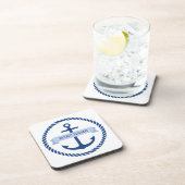 Dessous-de-verre Ancrage bleu et le nom du bateau-frontière de la c (Côté Droit)