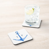 Dessous-de-verre Ancre d'aquarelle marine monogramme (Côté Droit)