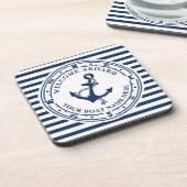 Dessous-de-verre Ancre nautique Compass Striped Boat Name (Côté gauche)