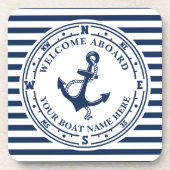 Dessous-de-verre Ancre nautique Compass Striped Boat Name (Devant)