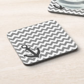 Dessous-de-verre Ancre nautique sur Dark Grey Chevron (Côté gauche)