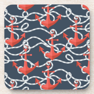 Dessous-de-verre Ancres et motif nautiques de corde