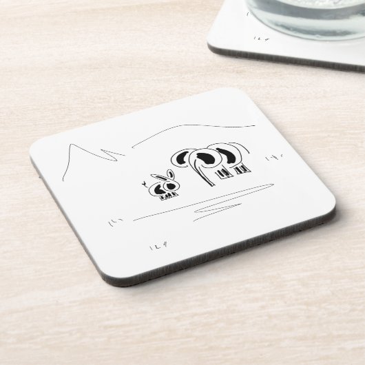 Dessous-de-verre âne et éléphant devant des moutains (Côté gauche)