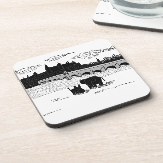 Dessous-de-verre âne et éléphant devant le pont (Côté gauche)