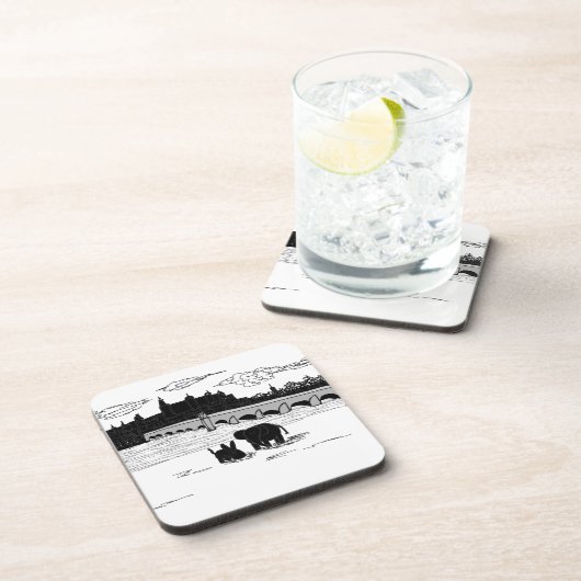 Dessous-de-verre âne et éléphant devant le pont (Côté Droit)