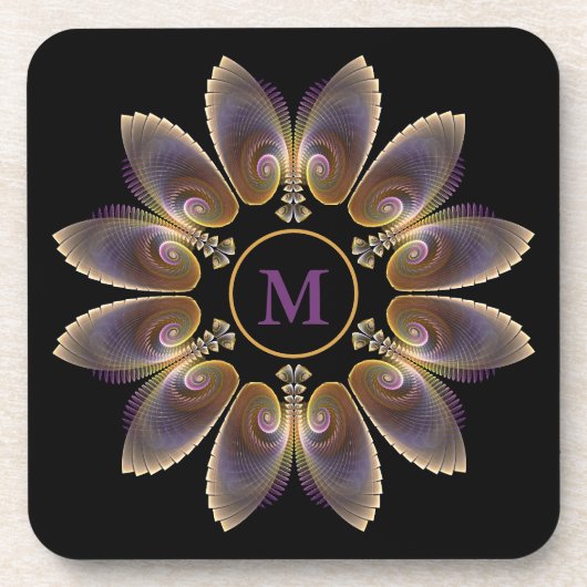 Dessous-de-verre Ange Abstraite ailes Mandala Monogramme fractal (Devant)