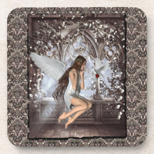 Dessous-de-verre Angel gothique et sa colombe