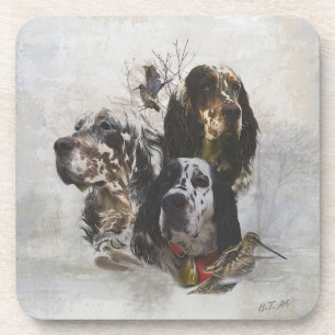 Dessous-de-verre Anglais Setter, chasse à la bécasse