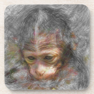 Dessous-de-verre animal artistique bébé singe