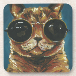 Dessous-de-verre Animal pimpant Kitty dans des lunettes de soleil