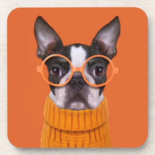 Dessous-de-verre Animaux de bébés cutest | Orange Boston Terrier (Devant)