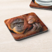 Dessous-de-verre Animaux de bébés cutest | Orangutan Maman & Baby (Côté gauche)