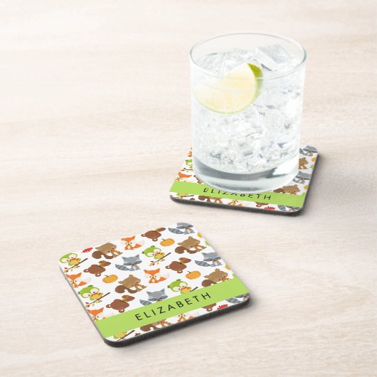 Dessous-de-verre Animaux de forêt, Animaux de forêt, Votre nom (Côté Droit)