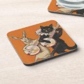 Dessous de verre animaux drôles - chat noir et (Côté gauche)