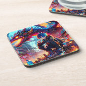 Dessous-de-verre Anime Boy et Dragon dans un monde dystopique (Côté gauche)