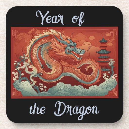 Dessous-de-verre Année de la couverture de boisson du dragon (Devant)
