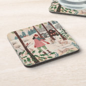 Dessous-de-verre Année de la femme lapin dans la neige (Côté gauche)