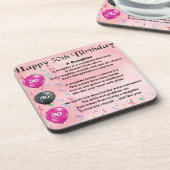 Dessous-de-verre Anniversaire de poème de fille 30ème (Côté gauche)