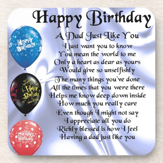 Dessous De Verre Anniversaire De Poeme De Papa Joyeux Zazzle Be