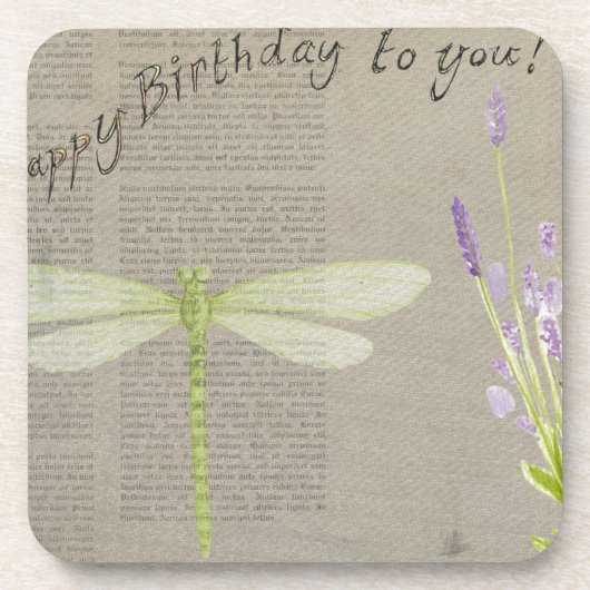 Dessous-de-verre anniversaire heureux de libellule (Devant)