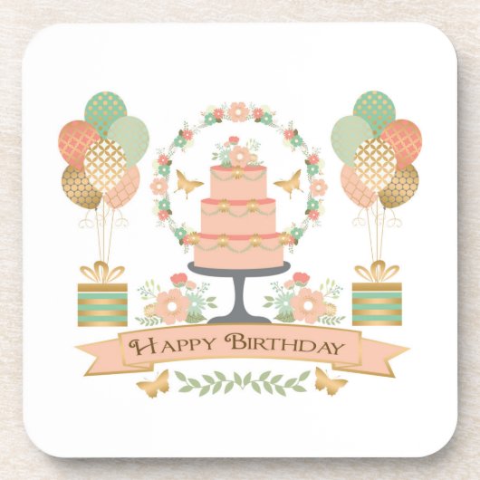 Dessous-de-verre anniversaire rustique chic et moderne (Devant)