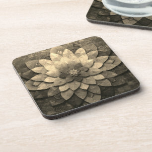 Dessous-de-verre Antique Golden Mandala Art Fleur texturée