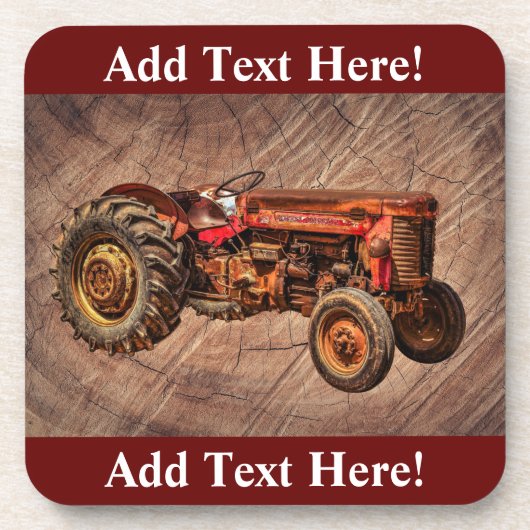 Dessous-de-verre Antique Tracteur rouge Beverage Coaster (Devant)