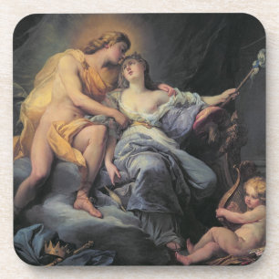 Dessous-de-verre Apollo caressant la nymphe Leucothea (huile sur le