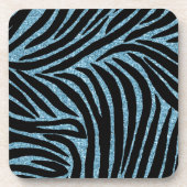 Dessous-de-verre Aqua Faux Glitter Zebra Print (Devant)