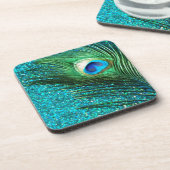 Dessous-de-verre Aqua Peacock unique (Côté gauche)