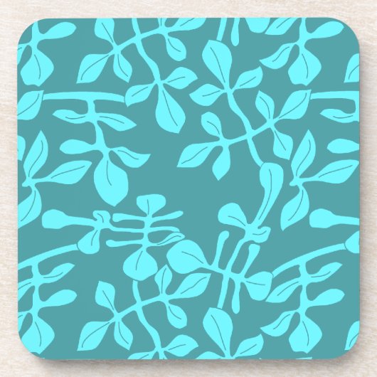 Dessous-de-verre Aqua Tone on Tone Moderne Feuilles Set de concepti (Devant)