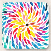 Dessous-de-verre Aquarelle arc-en-ciel spirale abstraite (Devant)