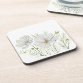 Dessous-de-verre Aquarelle Blanc Cosmos Fleurs Peinture Botanique (Côté gauche)