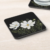 Dessous-de-verre Aquarelle Blanc Cosmos Fleurs Peinture Botanique (Côté gauche)