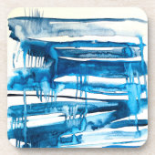 Dessous-de-verre Aquarelle bleu art abstrait (Devant)