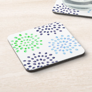 Dessous-de-verre Aquarelle Bleu Marine Bleu Clair Fleur