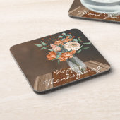 Dessous-de-verre Aquarelle Bon thanksgiving de fleurs orange brûlée (Côté gauche)