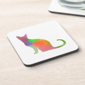 Dessous-de-verre Aquarelle Chat Silhouette (Côté gauche)