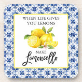 Dessous-de-verre Aquarelle Citrons Limoncello Carrelage bleu (Devant)