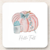 Dessous-de-verre Aquarelle d'automne moderne Citrouilles bleu rose  (Devant)