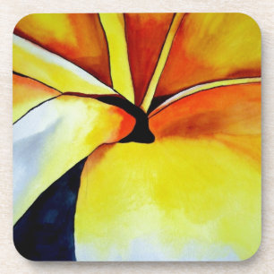Dessous-de-verre Aquarelle de fleur frangipani tropicale art abstra